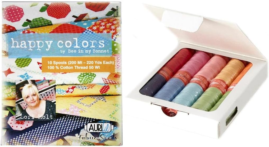 Aurifil Thread Cotton Col Ctn Thread Mako Set 50wt 200m Happy 10pc