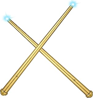 Gejoy 2 Piece Light up Wand Magic Wizard Wand Princess Fairy Wands Christmas Light Sound Toy Cosplay Props for Kids(Gold)