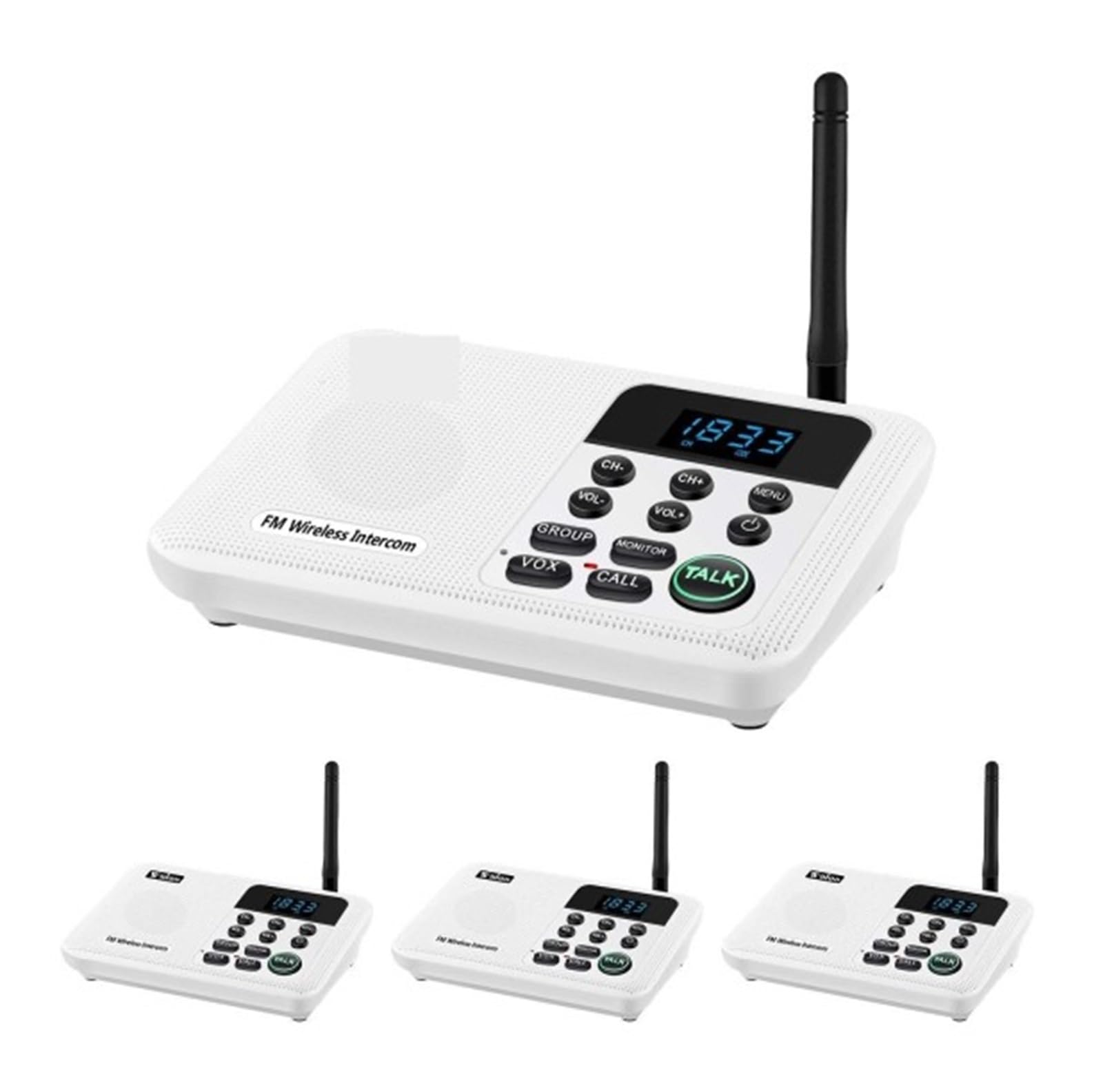 Citofono Senza Fili di interfono wireless a lungo raggio da 1 miglio for la comunicazione tra uffici domestici e aziendali una stanza all'altra(4 Unit White)