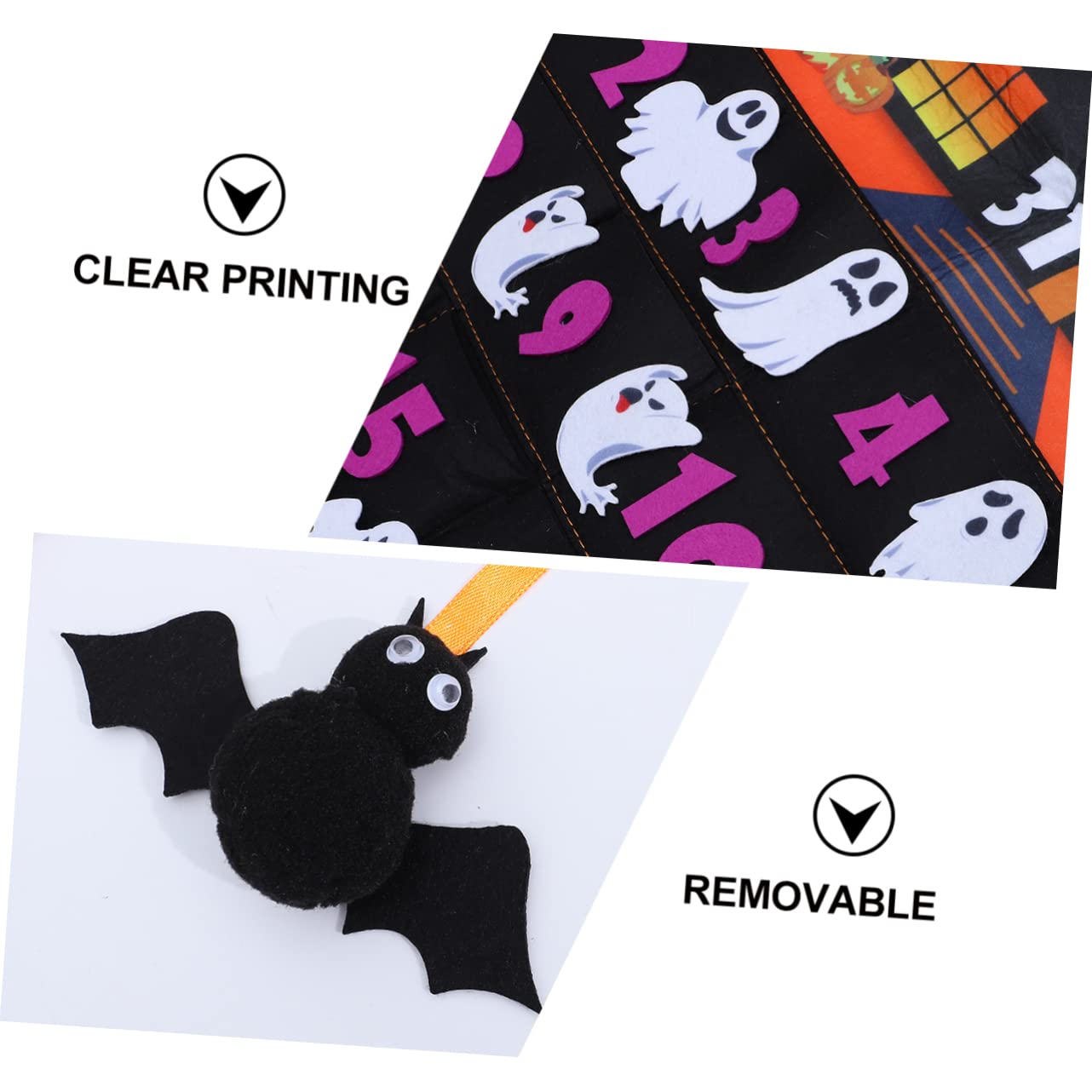 Lurrose 3stücke Halloween Countdown Kalender Mit Abnehmbaren Ornamenten Wiederverwendbarer Filz Für Kreative Halloween-dekoration Und Kinderfreude