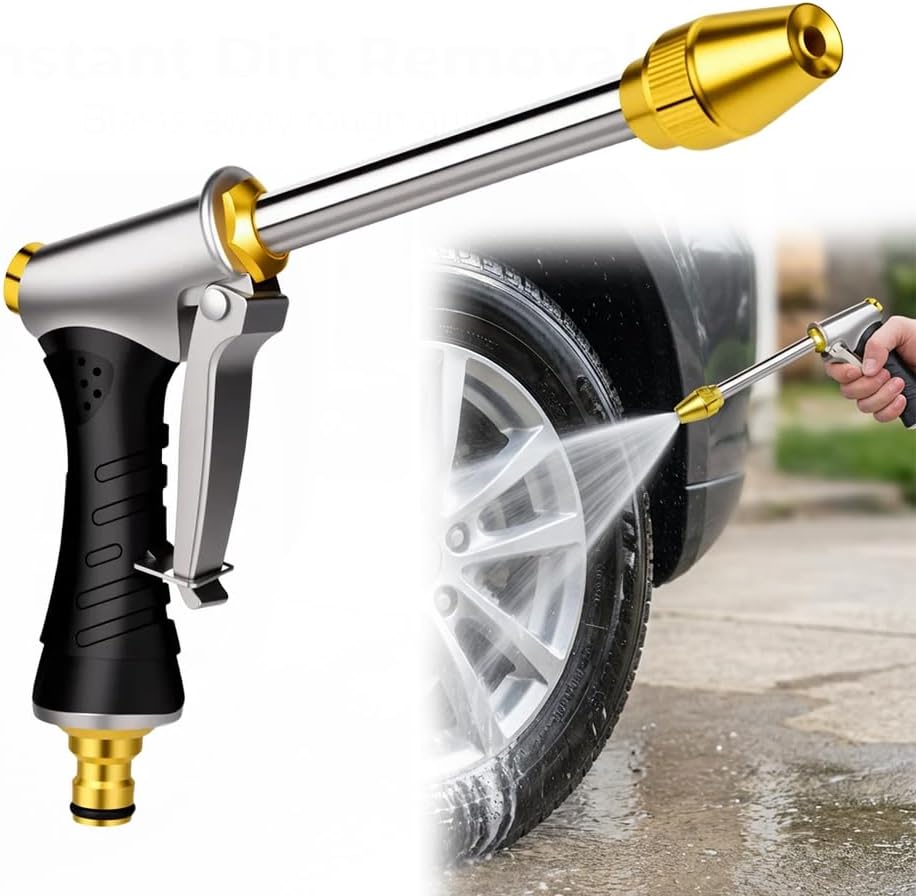 High-Pressure Hose Nozzle Gun for Car & Garden, Effortless Cleaning, 3 Adjustable Spray Modes, Heavy-Duty Metal, Ideal for Homeowners & Auto Enthusiasts (Thin Wand)