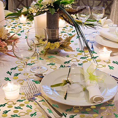 300 Pieces Cactus Gold Bachelorette Party Table Confetti, Glitter Cactus Diamond Ring Confetti,Boho Table Scatter Confetti, Catus Bridal Shower Bachelorette Party Decorations Glitter Paper Confetti #TOP3