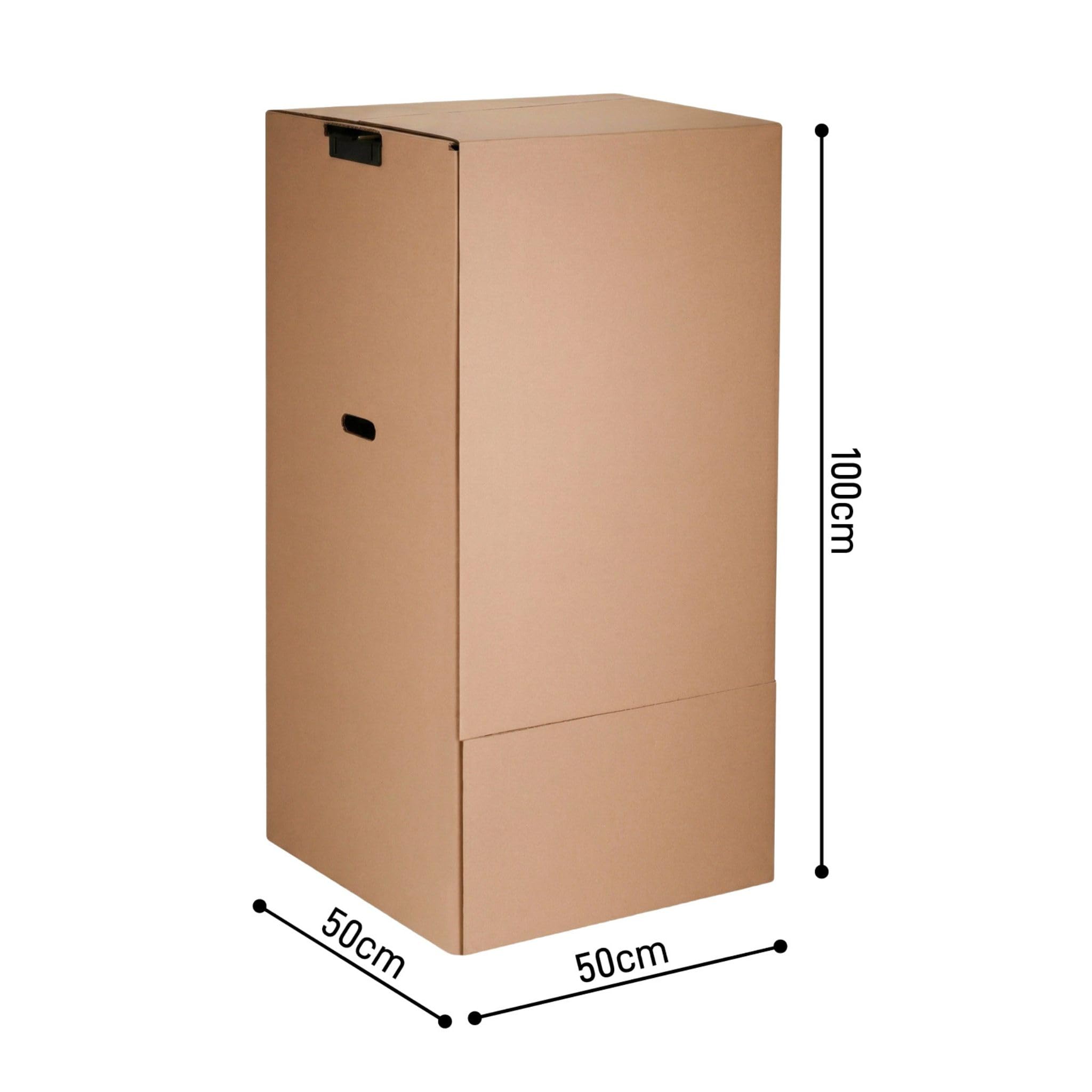 Lot de 3 Cartons Penderie 50x50x100 cm avec Tringles Fabriqués en France + 1 Rouleau Adhésif & 10 Cintres Offerts Déménagement Vêtements Rangement