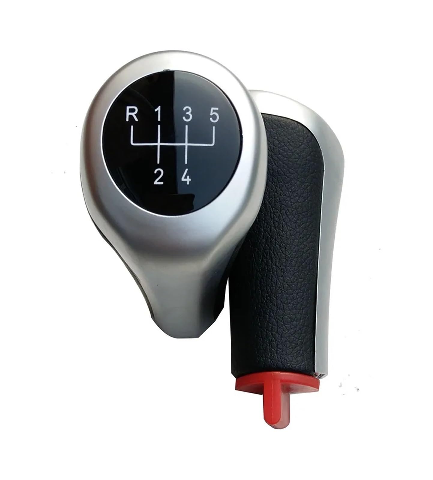 BWSDMZJQRT Car Gear Shifter Knob for BMW E30 E32 E34 E36 E38 E39 E46 E53 E60 E63 E83 E84 E90 E91 5/ 6speed Car Gear Shift Knob Silver Emblem(5speed)