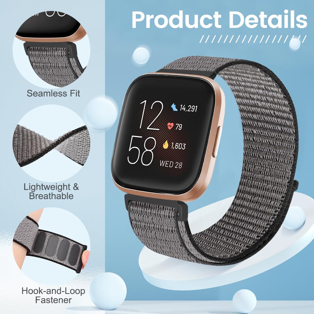 KIBDSNG Nylon Strap Compatible with Fitbit Versa 2 Strap/Versa Lite/SE/Versa Strap - Image 2