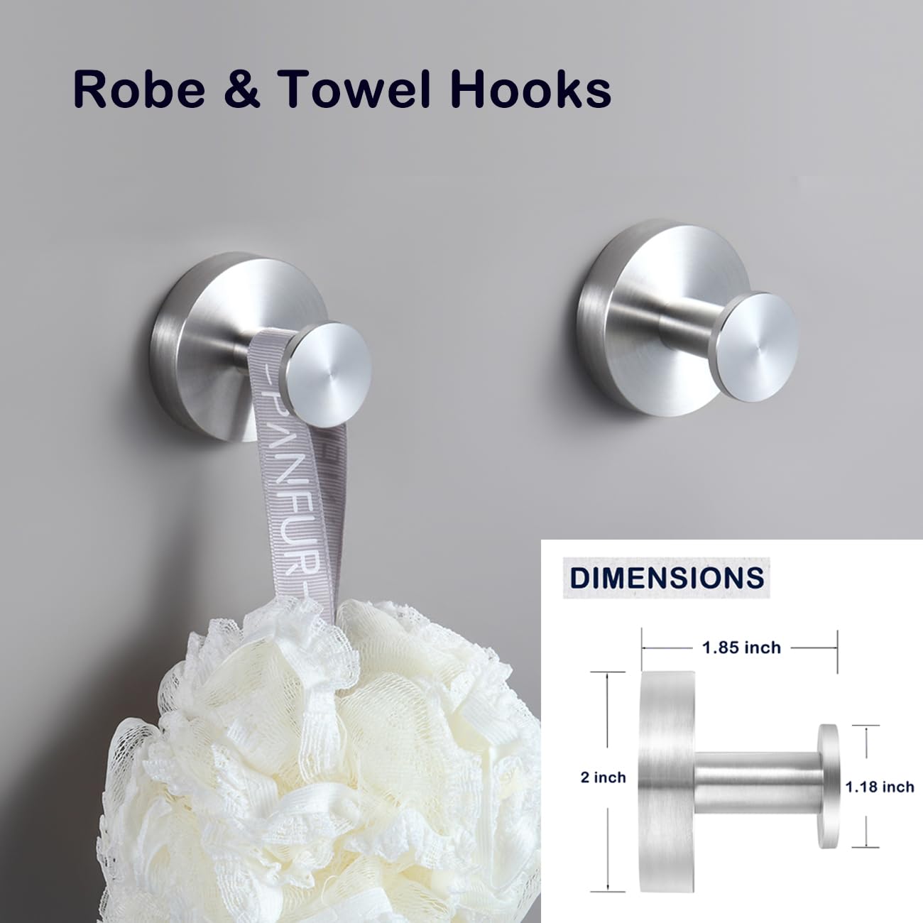 Set di accessori per il bagno da 5 pezzi, include barra portasciugamani da 61 cm, porta carta igienica, portasciugamani, 2 ganci per asciugamani, nichel spazzolato