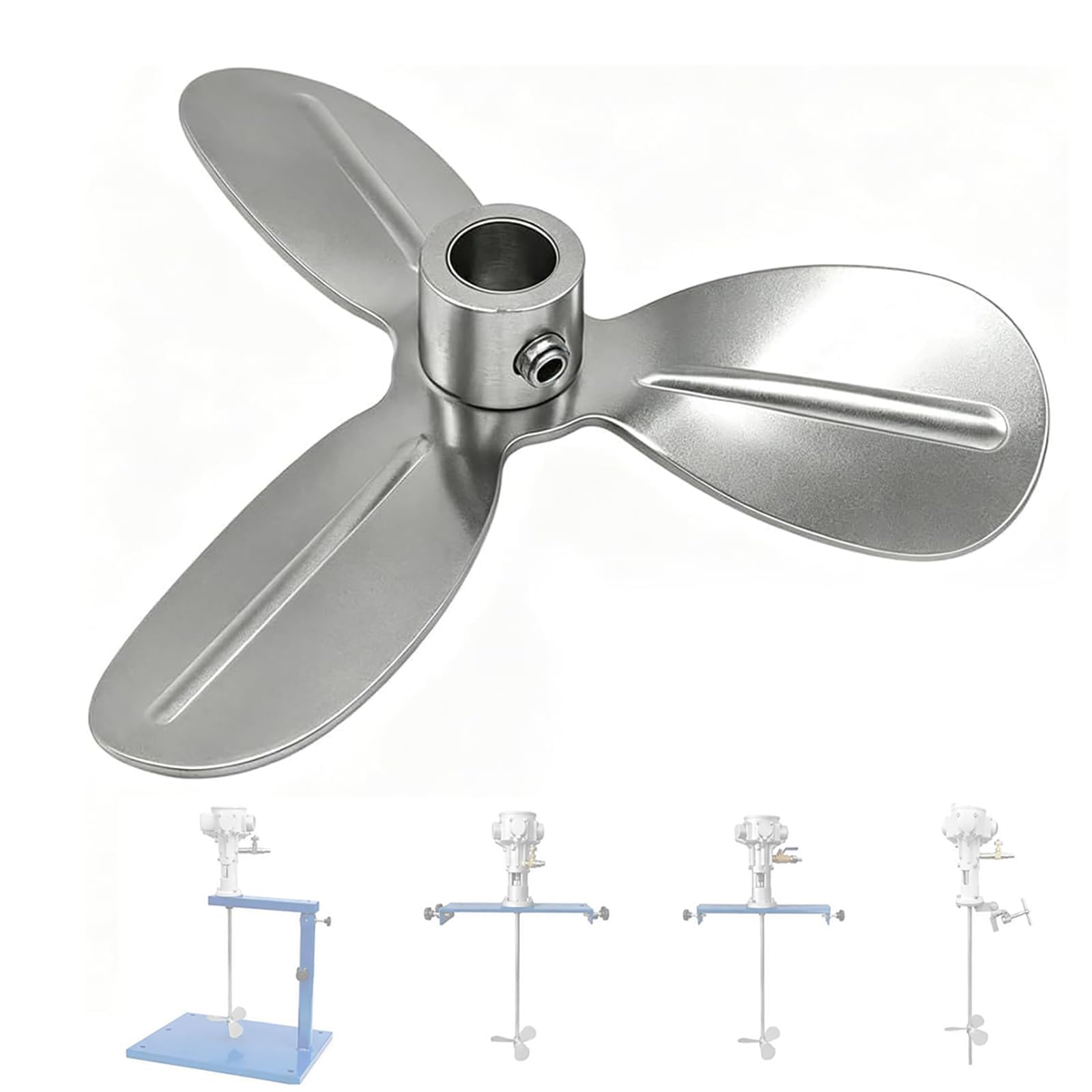 COYEUX Impulsor Mezclador De Acero Inoxidable De 12/15 Mm De Diámetro, Hélice Agitadora Estampada, Pala Mezcladora De Repuesto, Estructura De Triple Pala, Mezcla De Alta 15x150mm