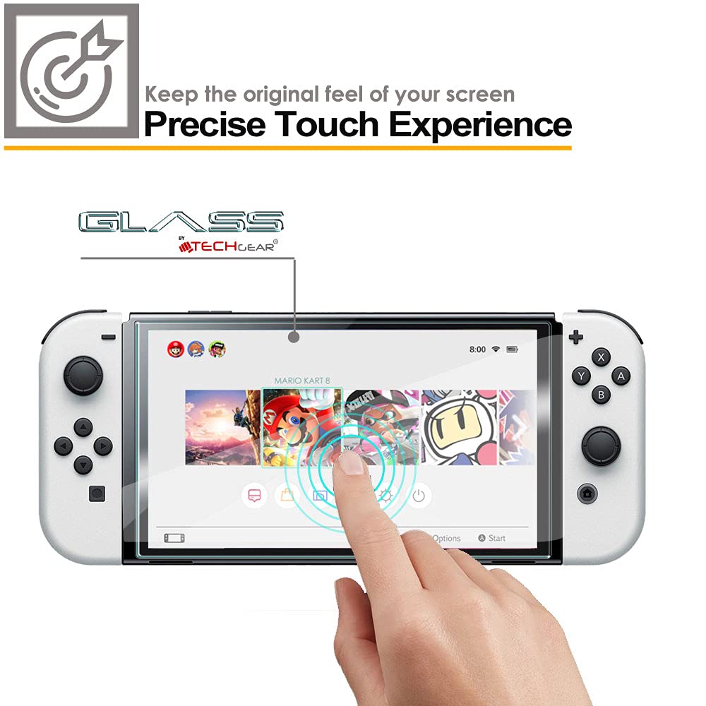 TECHGEAR Switch OLED matowe szkło hartowane antyrefleksyjne, matowy ochraniacz ekranu ze szkła hartowanego, odporny na zarysowania, bez pęcherzyków powietrza, kompatybilny z Nintendo Switch OLED