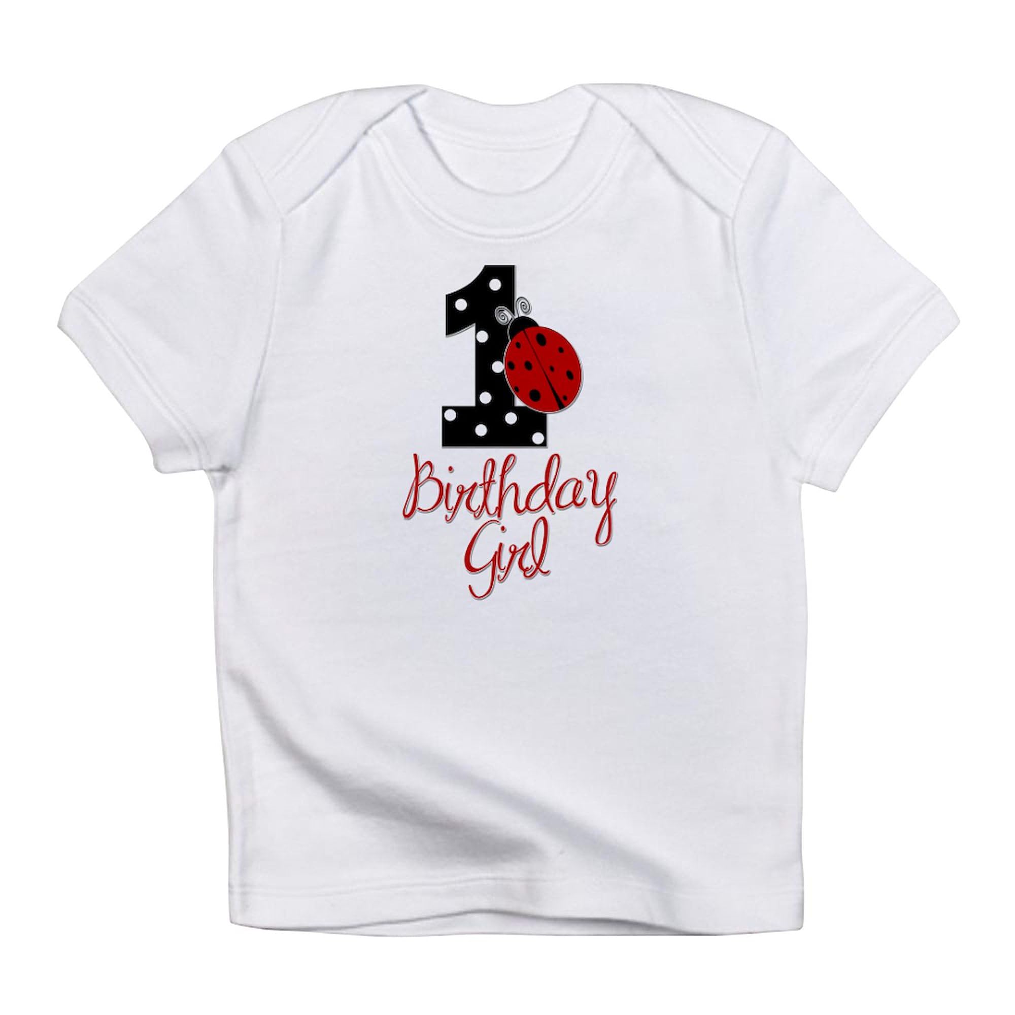 CafePress Birthday Girl Ladybug 1 Infant T Shirt Short Sleeve Baby Graphic T-Shirt Cloud White