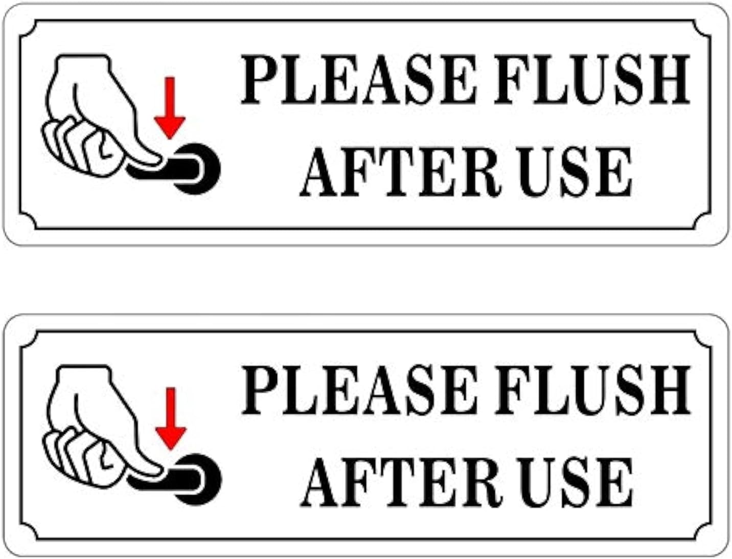 (2 Pack) 9" X 3" - Please Flush After Use - Notice Sign Black & White Vinyl Label Sticker Decal - for Business Store, Shop, Cafe, Office, Restaurant - Back Self Adhesive Vinyl