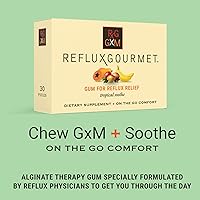 Vista 3 de Goma de mascar Reflux Gourmet Tropical Soothe con terapia de alginato y bicarbonato de sodio para reflujo ácido, apoyo oral, cognitivo y digestivo