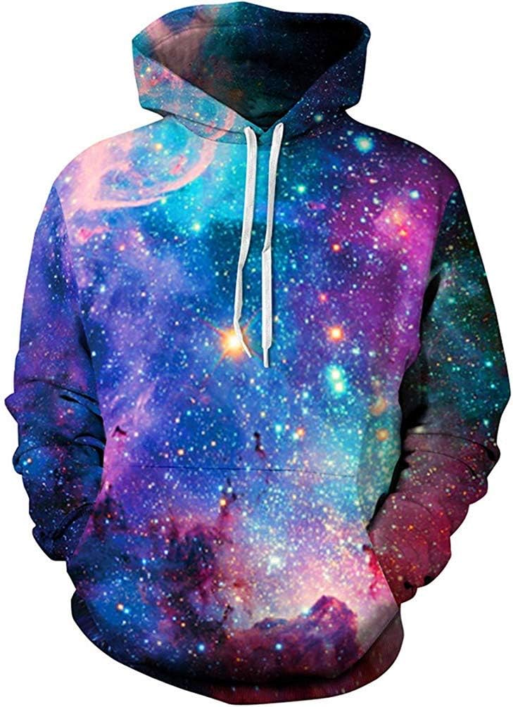 Men's Digital Print Sweatshirts Hooded Top Galaxy Pattern Hoodie