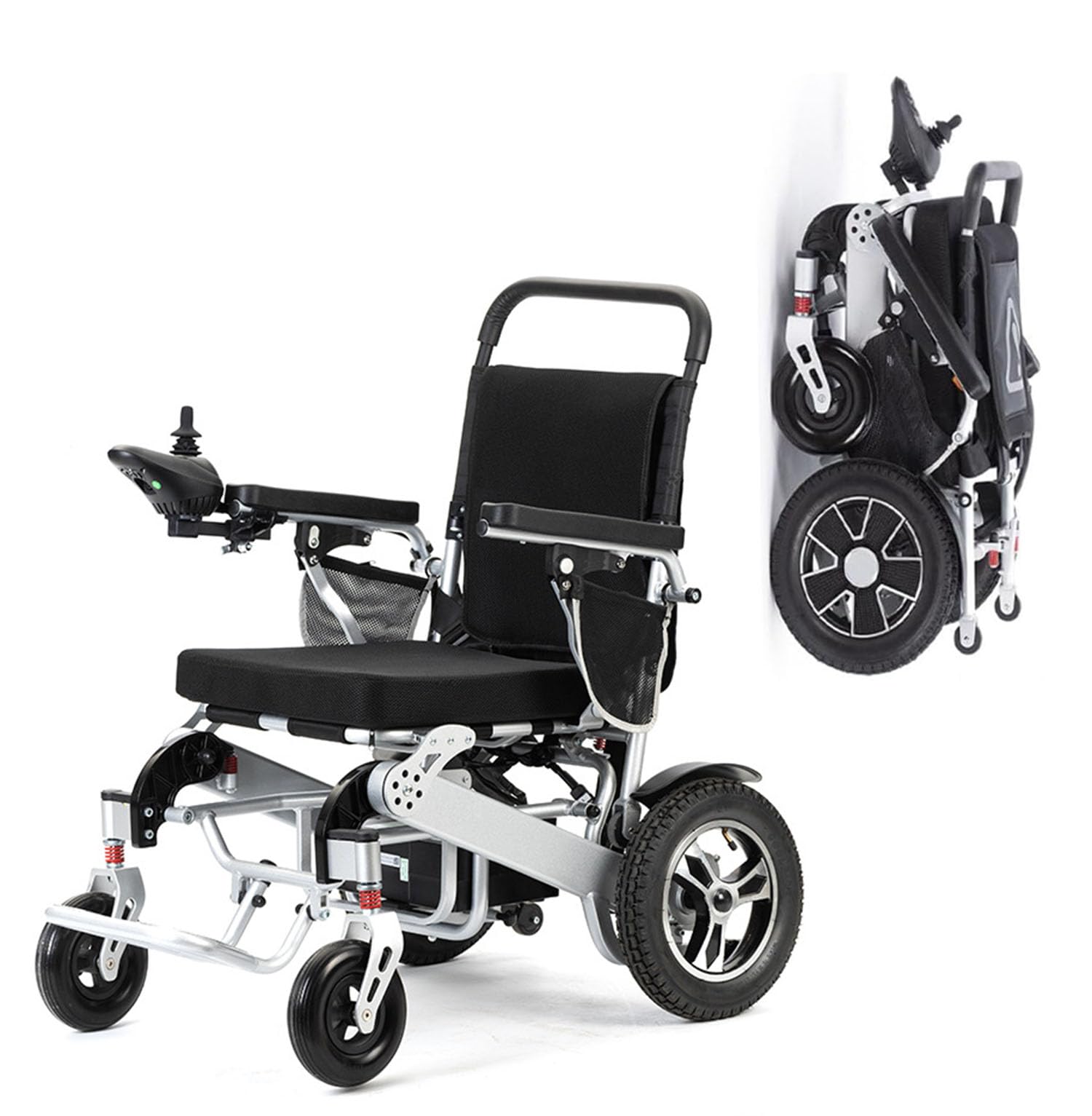 Sedia A Rotelle Elettrica Pieghevole, Struttura in Lega di Alluminio, Motore da 500W, Batteria al Litio da 20Ah, Autonomia Fino A 30 Km