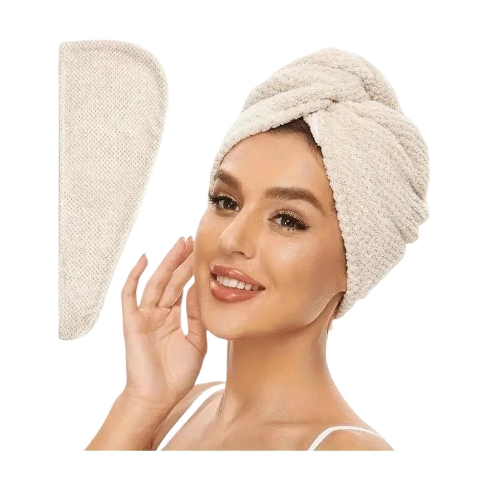 Toalla Pelo Toalla for el Cabello ultrasuave de Microfibra, Envoltura súper Absorbente Secado rápido for o Rizado, Toallas baño, 4 Uds(White)