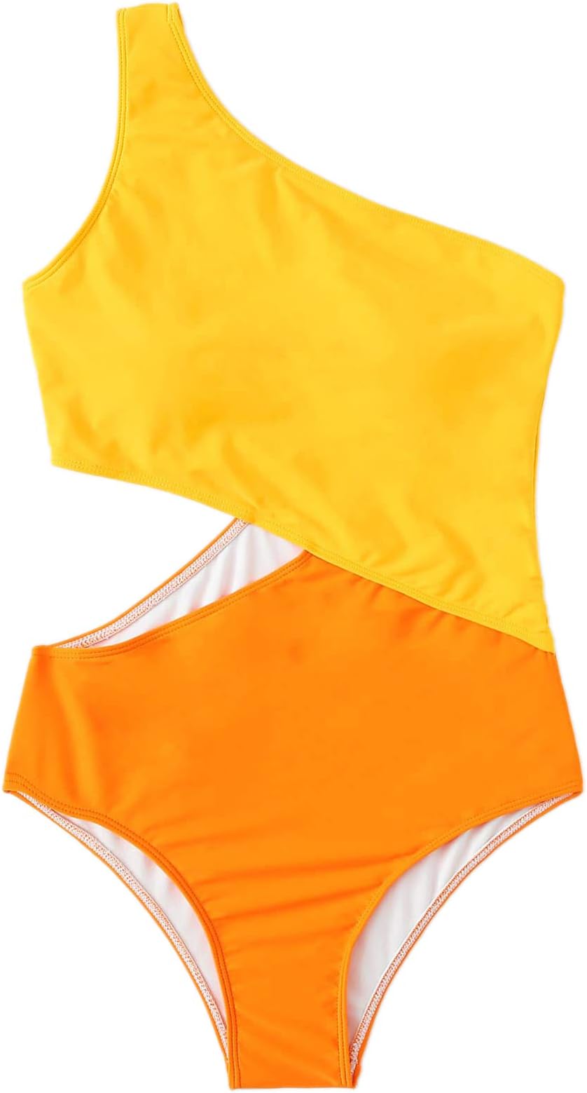 SweatyRocksWomen's Bathing Suits One Shoulder Cutout One Piece Swimsuit Swimwear Monokini