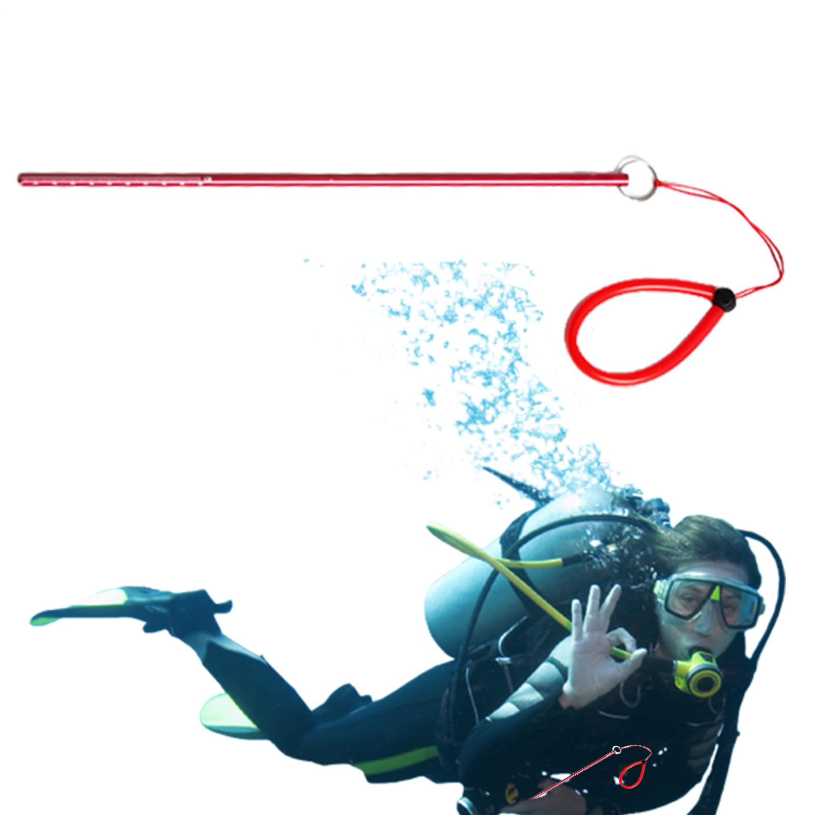 Creatore di rumore per immersioni, Creatore di rumore per immersioni | Asta per bastone da sub in lega di alluminio, aragosta, solletico, puntatore - Accessori per immersioni subacquee con bacchetta p