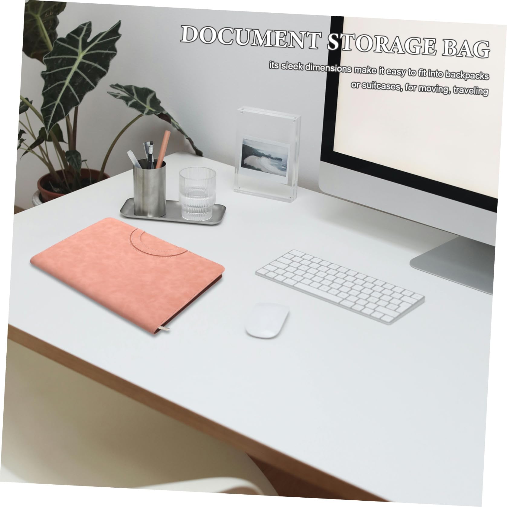 Ipetboom Organizzatore di Documenti A4 in Pu Rosa con Chiusura a Cerniera Sicura, Borsa Multifunzionale per Documenti Importanti per Utilizzo Quotidiano e Trasferimenti