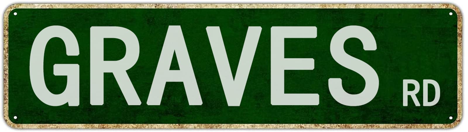 Graves Road Retro Tin Signs Aluminum Metal Sign for Home Living Room Garden Wall Yard Pub Club Decor 4x16 Inch