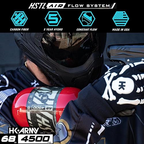 Miniatura 4 de HK Army 68ci 4500psi HPA Paintball Tanque - Fibra de Carbono HSTL - Rojo