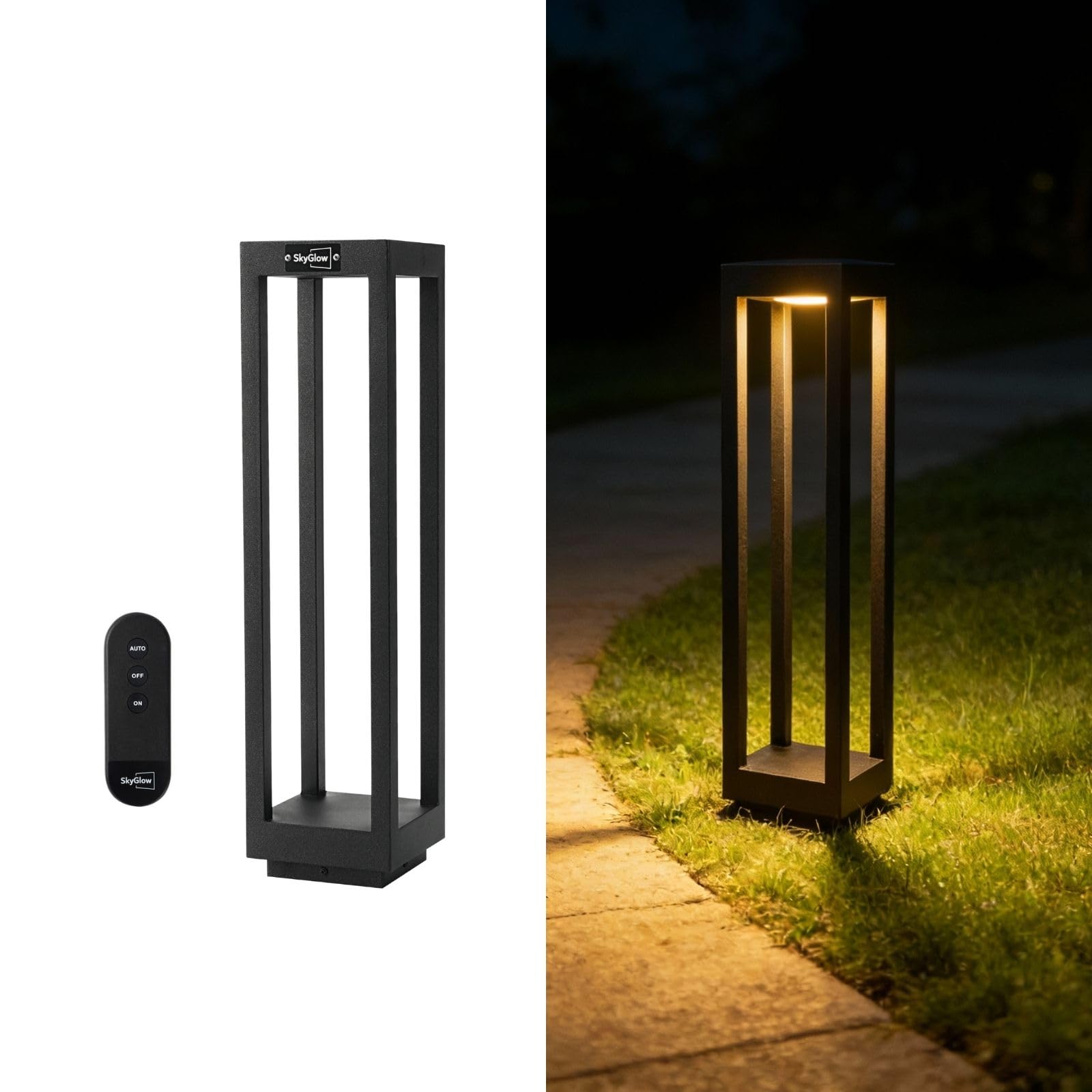 SkyGlow 24 Solar Pathway Light Stainless Steel LED IP55 Outdoor Waterproof Curb Appeal Modern Landscape Path Bollard Lights