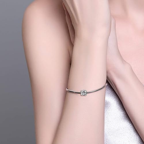 Miniatura 4 de LONAGO Abalorio personalizado de plata de ley 925 compatible con pulsera, collar, forma redonda de corazón personalizado