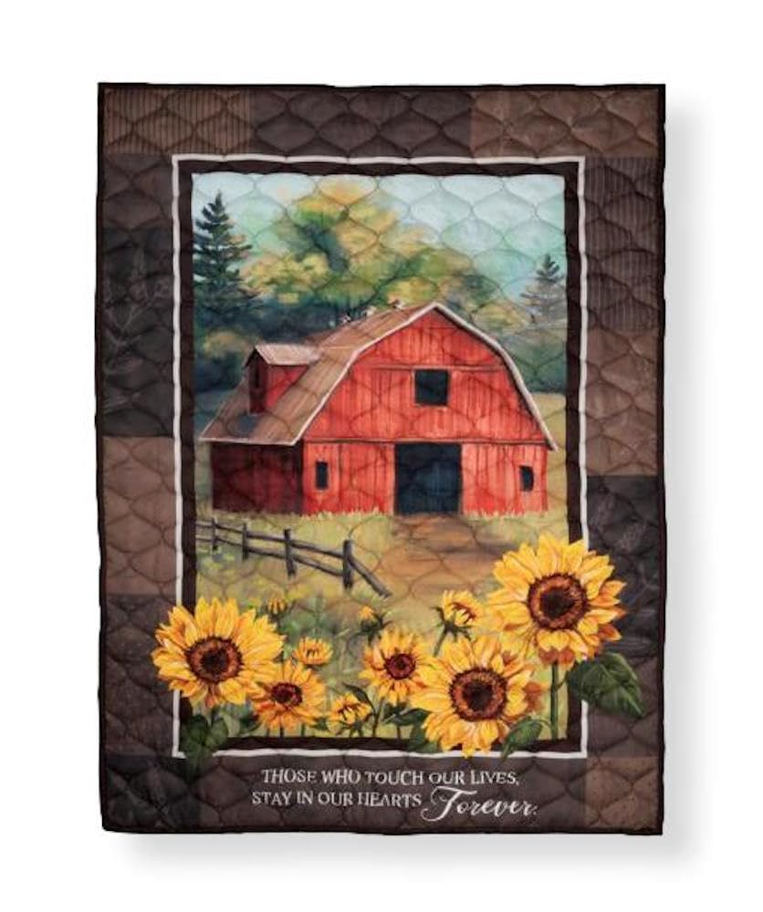 Carson 52" Red Barn Memorial Quilt- Commemorative Quilt Blanket- Memory Keepsake Blanket- Sympathy Gift for Grieving - Cozy Memorial Throw for Remembrance- Bereavement Comfort Blanket- Tribute Quilt