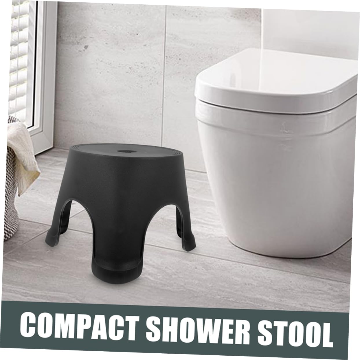 PRETYZOOM Taburete Antideslizante de Plástico PP para Niños, Reposapiés de Baño Negro, Fácil de Guardar y Transportar, Adecuado Hogar