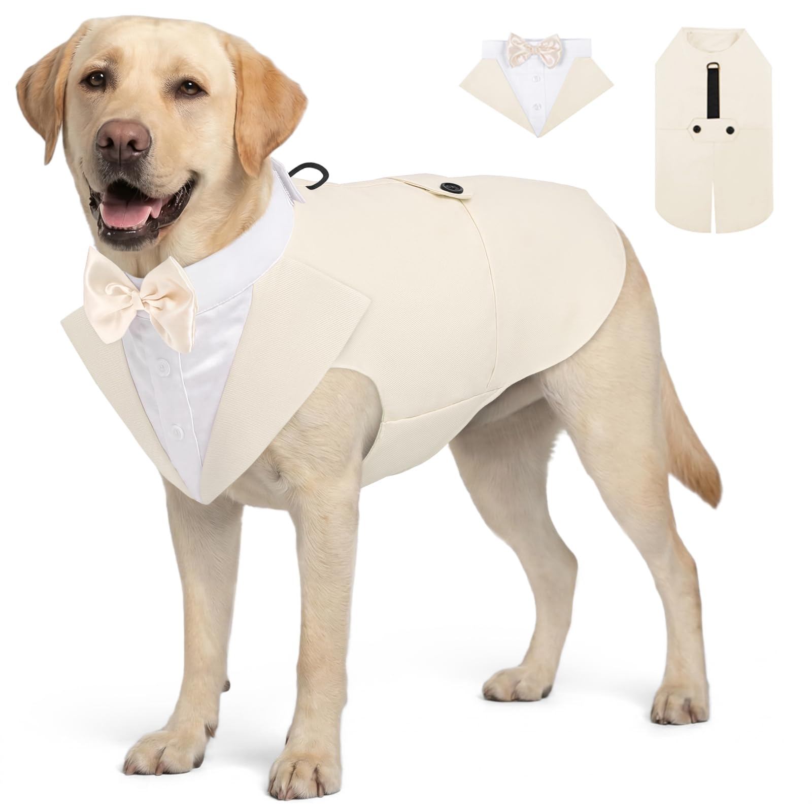 AOFITEE Dog Tuxedo Formal Dog Suit and Bandana Set, Gentle Dogs Wedding Party Suit Bow Tie Shirt Vest, Pet Tuxedo Costume Outfit with Detachable Bowtie Collar for Christmas Halloween Dress Up โ image 1