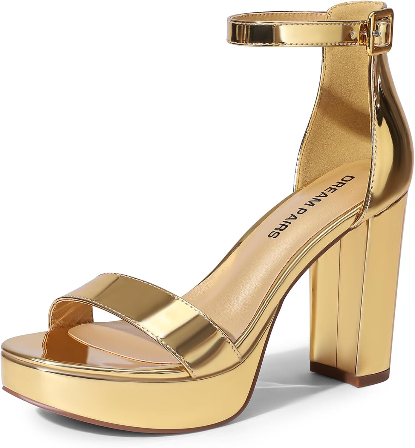 DREAM PAIRS Women's Platform Chunky High Heeled Sandals Open Toe Block Heels Ankle Strap Dress Shoes for Wedding Party Evening