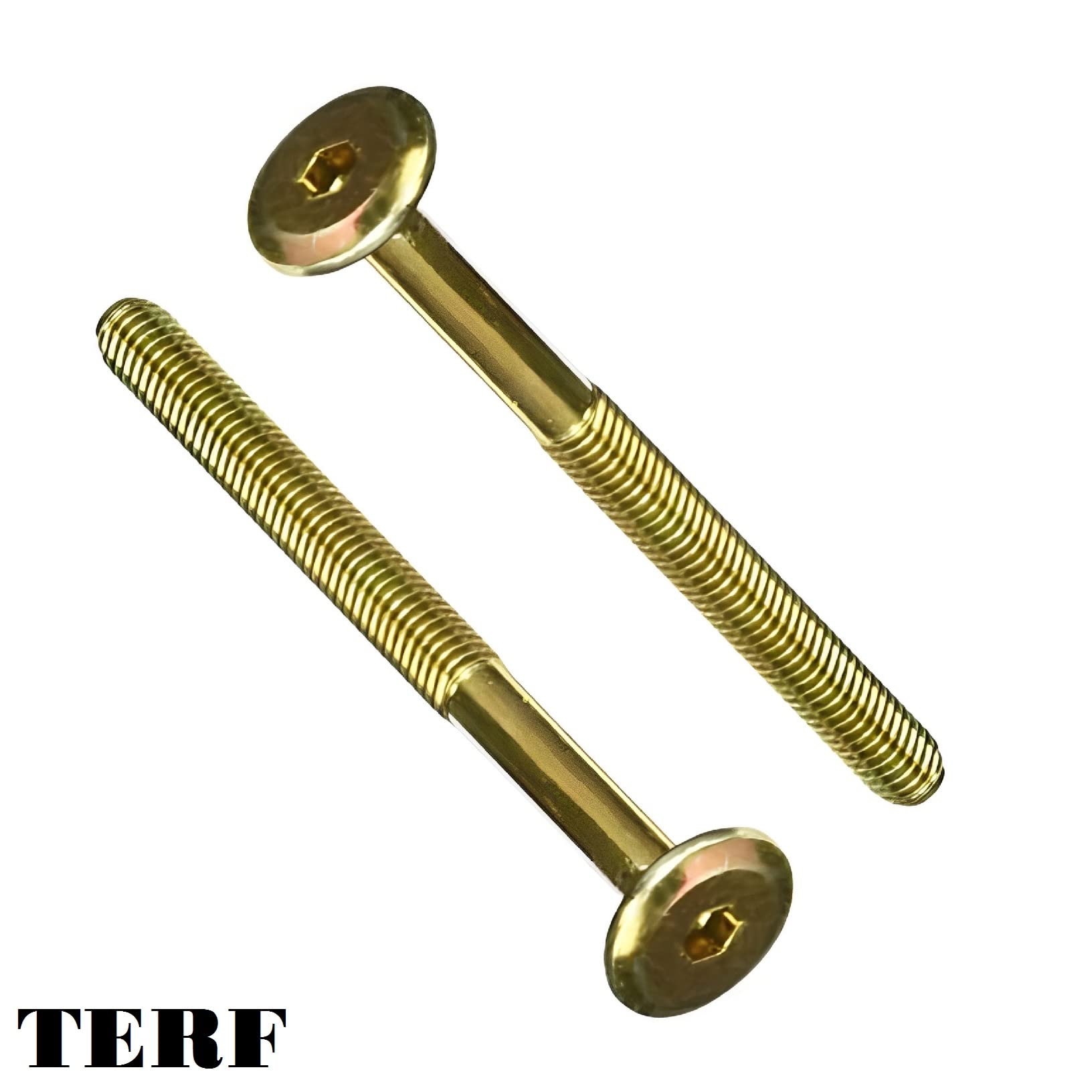 TERF® M6 X 60mm Furniture Joint Connector Bolts M6 (6mm) X 60mm Barrel Bolts Hex Allen Key Socket Flat Head Connector Bolt Screw Zinc Yellow Finish for Crib Baby Bed Cots Furniture - Image 2