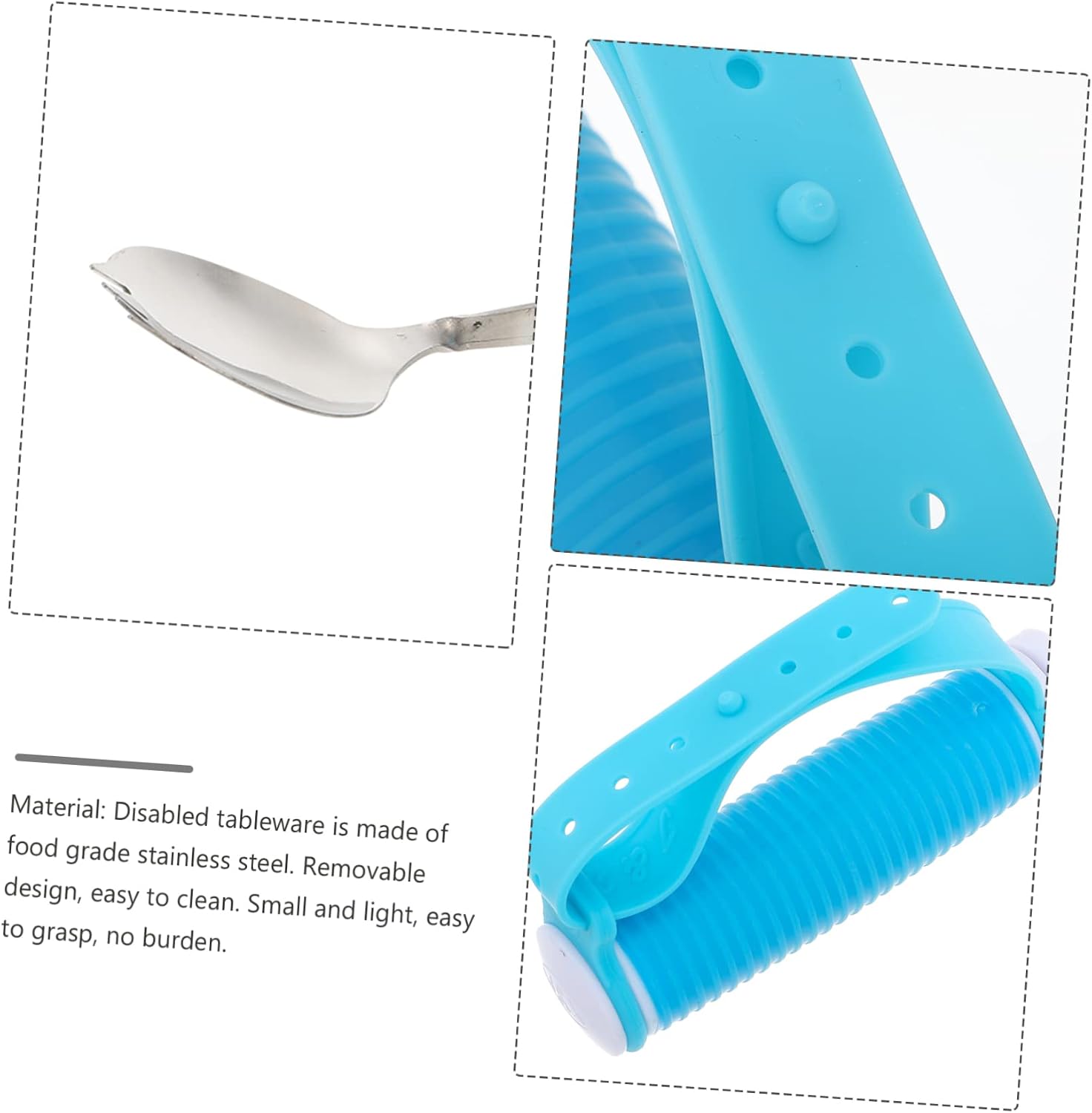 Fork Spoon for Elderly Home Care Products Assistive Utensils Stainless Steel Abs Non-Slip Handle Strap