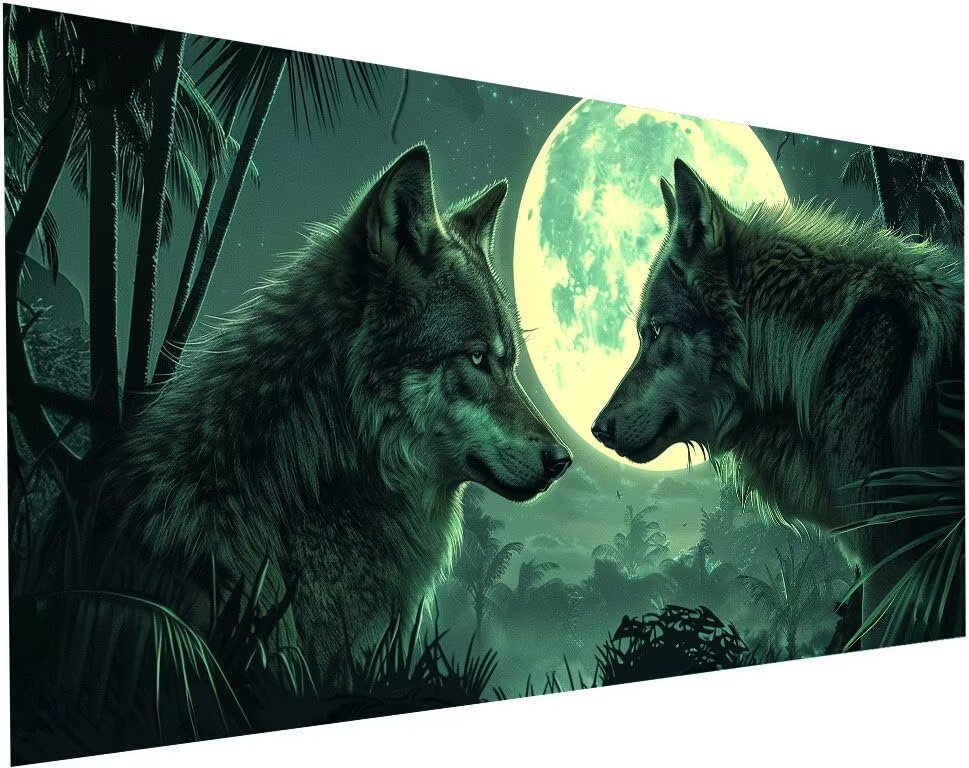 Peinture Diamant Lune 5D Loup 90x180 cm - Kit Complet XXL