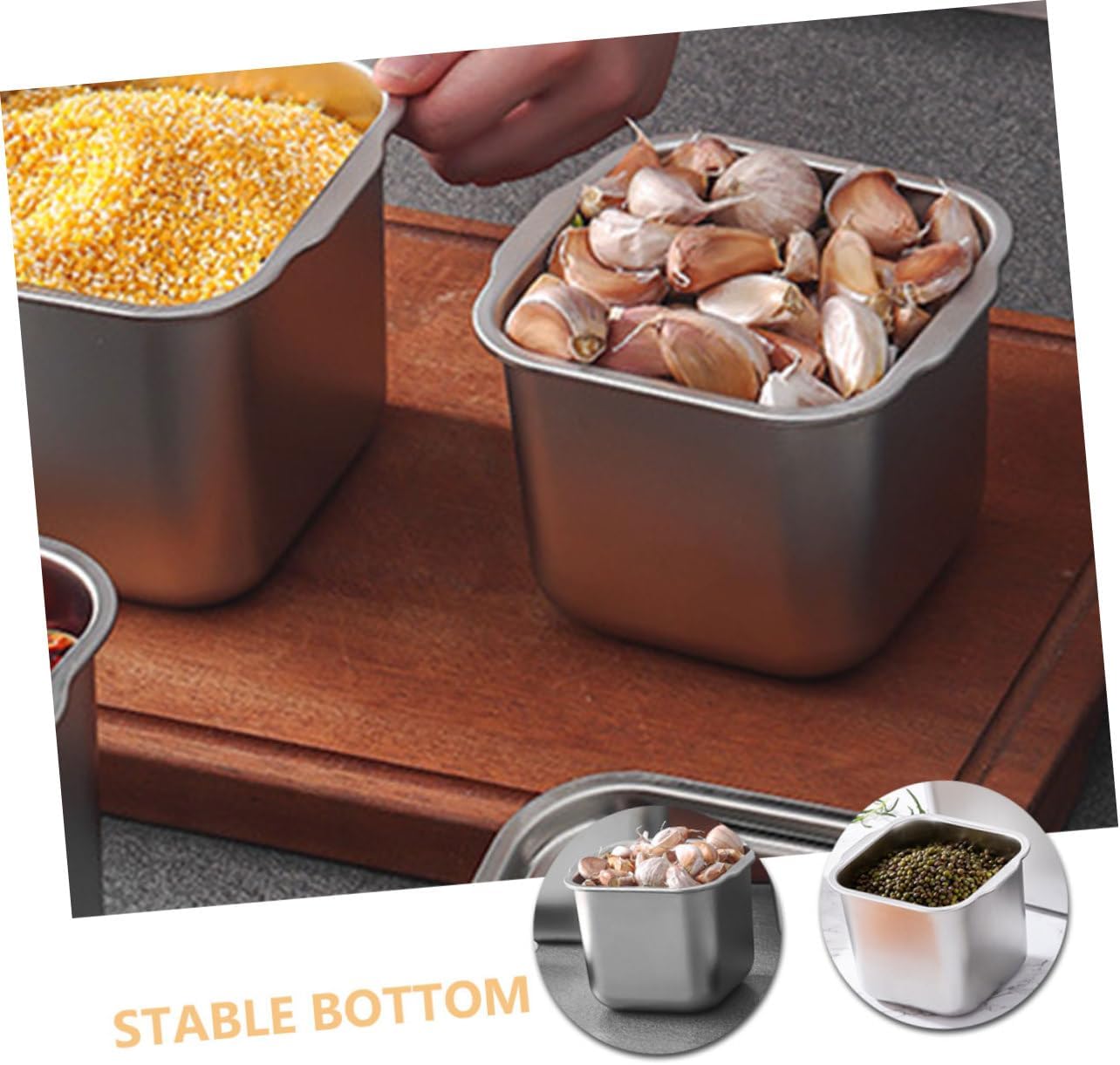 Stainless Steel Condiment Pot Large Capacity with Lid Kitchen Seasoning Jar