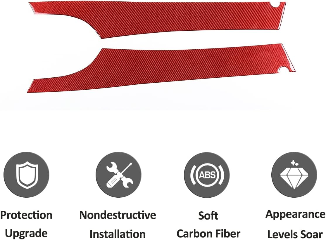 2Pcs Carbon Fiber Inner Front Door Panel Armrest Cover Trim Interior Decoration For Chevrolet Corvette C6 2005-2013 Car Inner Door Panel Trim Sticker Accessories (Red)