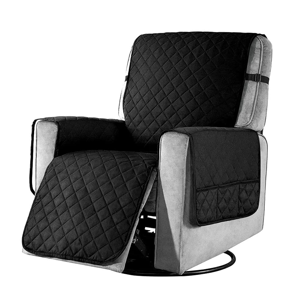 YancLife Funda reclinable para sillones reclinables, impermeables, 1 plaza, funda para sillón antideslizante para casa con niños y animales domésticos, perro-pequeño(negro)