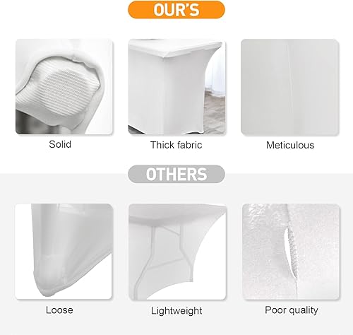 Miniatura 8 de SEPARO Cubierta de Mesa de Spandex Paquete de 2 de 8 Pies Manteles Ajustados Blancos, Lavables Resistentes a Arrugas Mantel Elástico Rectangular