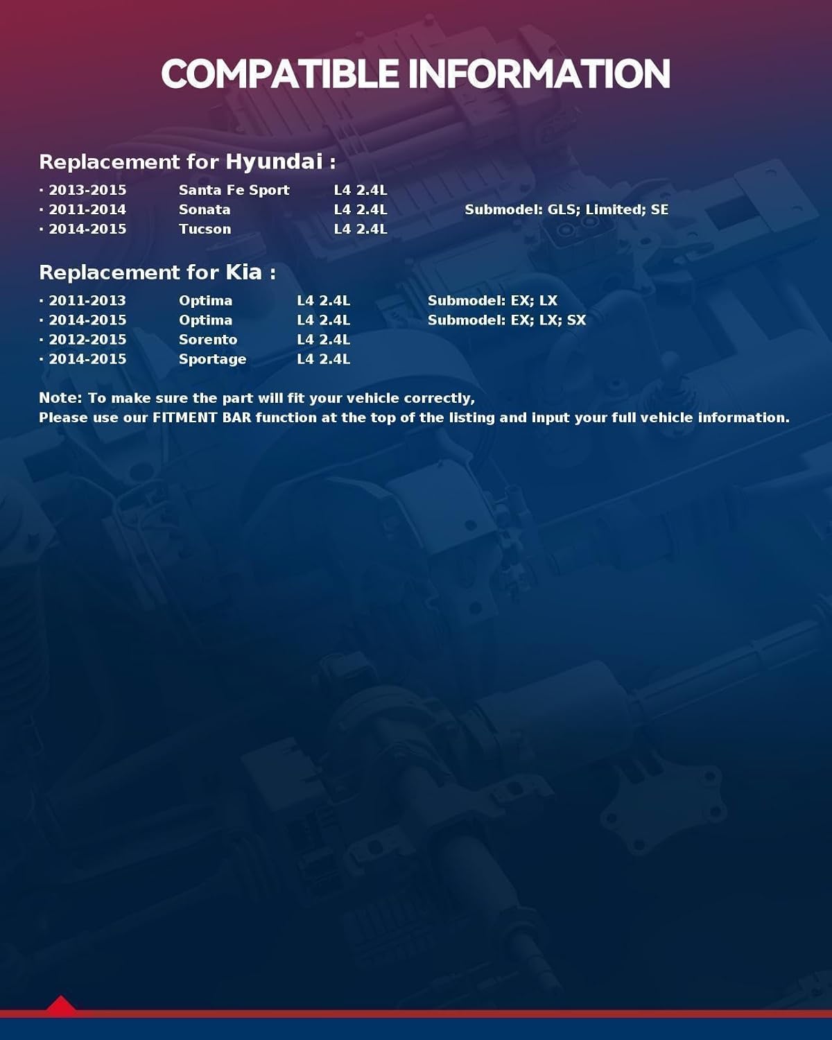 KAX Head Gasket Set Fit for Hyundai Sonata 2011-2014, Kia Optima 2011-2015, Sorento 2012-2015, Sportage 2014-2015, Santa Fe 2013-2015, Tucson 2014-2015 2.4L, Engine Head Gasket Kit OE: CPW13893 HSHY24