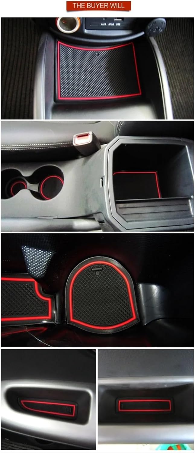 Anti-Slip Rubbe Coaster Phone Gate Slot Mat Compatible with Kia Soul AM 2009 2010 2011 2012 2013 Door Pad Car Interior Stickers Accessories(White)