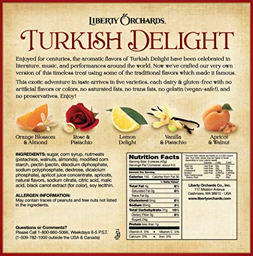 Liberty Orchards Turkish Delight - Premium Chewy Gourmet Vegan Candy 10 Oz. thumb #1