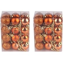 24 PCS Christmas Ornaments for Xmas Trees, Champagne Shatterproof Christmas Ball Ornaments, Pack of 2 Orange