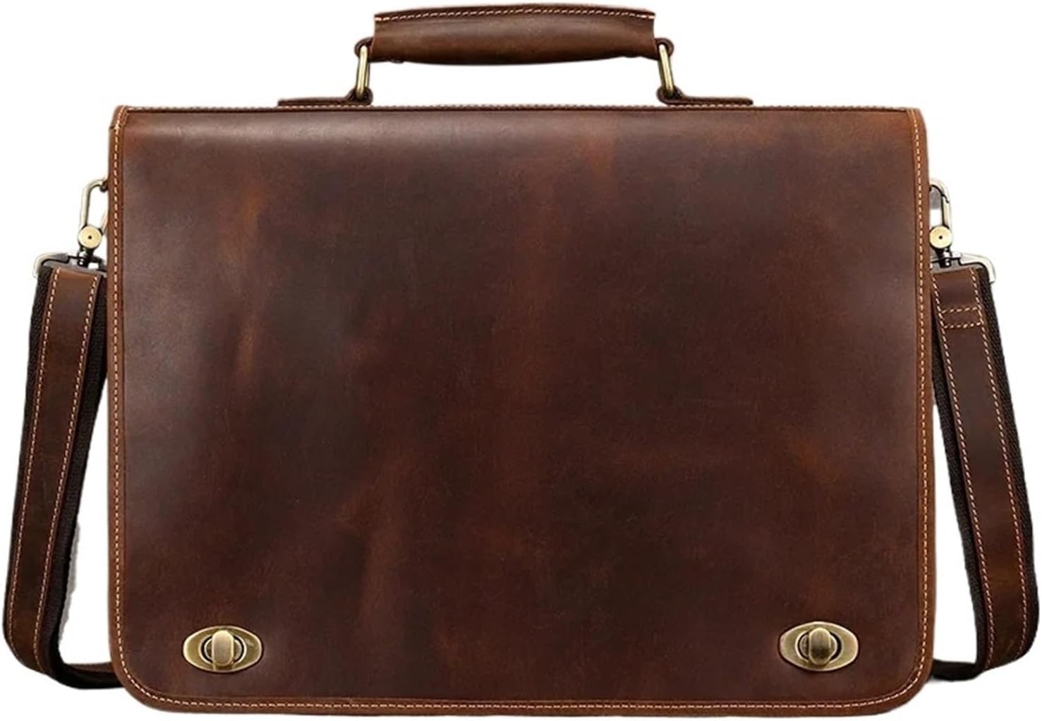 Briefcase Thick Genuine Leather Men Briefcase 15" Laptop Cow Business Tote Man