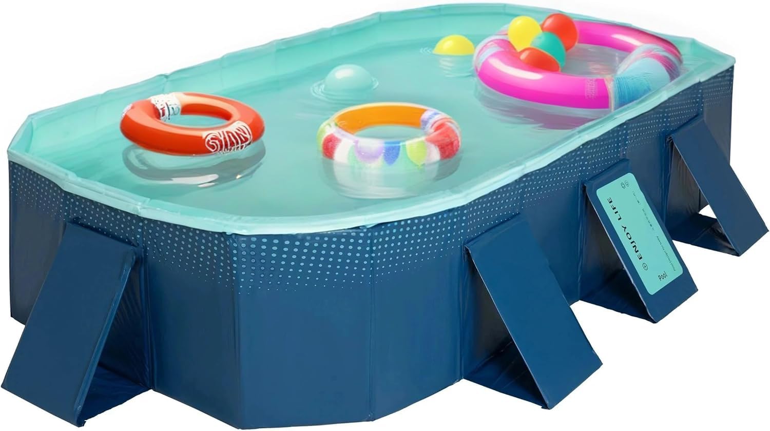 Foldable Swimming Pool 8.5ft(2.6m) Paddling Pool for Adults, Non-Inflatable Outdoor Garden Sturdy Swimming Pools for Summer with Carrying Bag