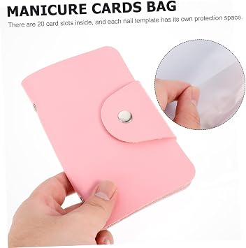 Manicure Plate Storage Pouch Nail Art Plates Storage Bag Pu Material 20 Card Slots Snap Button Design Simple Fashionable Style for Nail Art Lovers Organizing