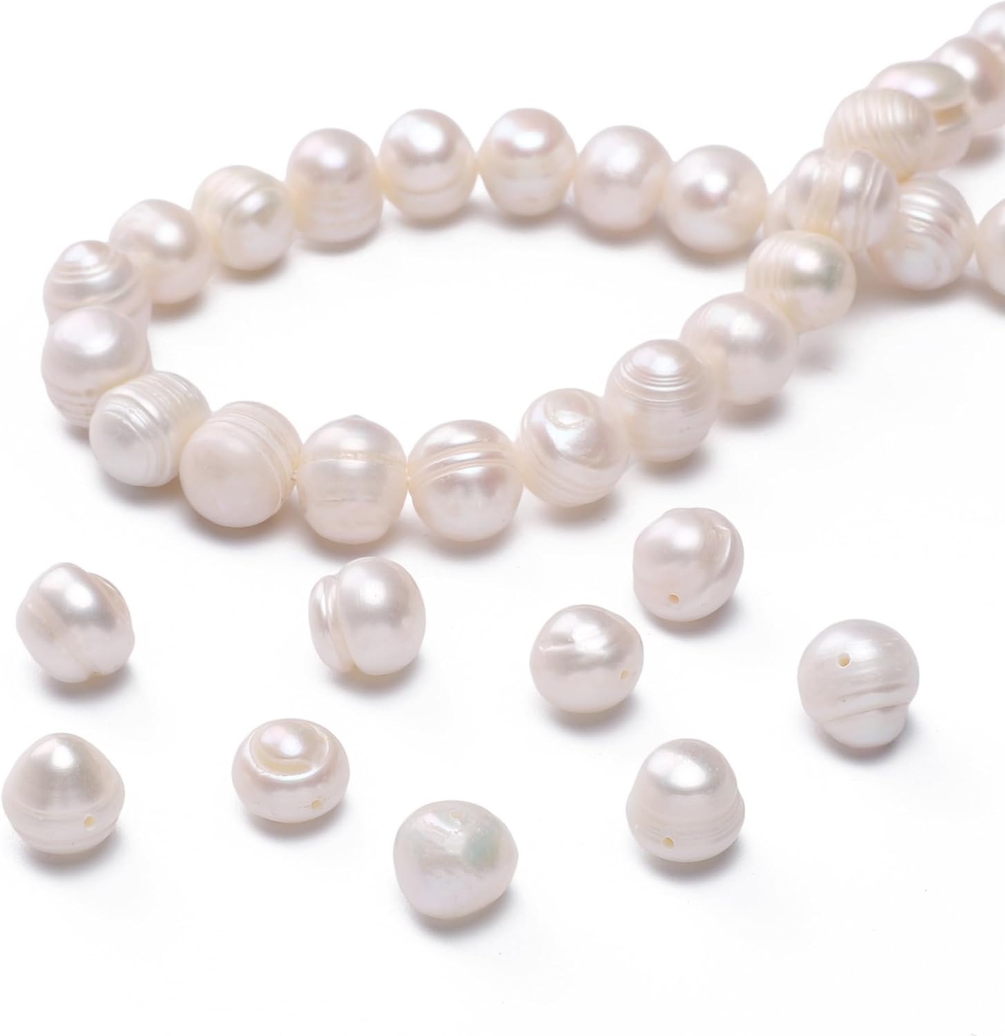Natural Pearl Beads Potato 10-11mm White Freshwater Cultured Loose Gemstone Beads for DIY Jewelry Making 13.8''/Strand HQ - Image 6