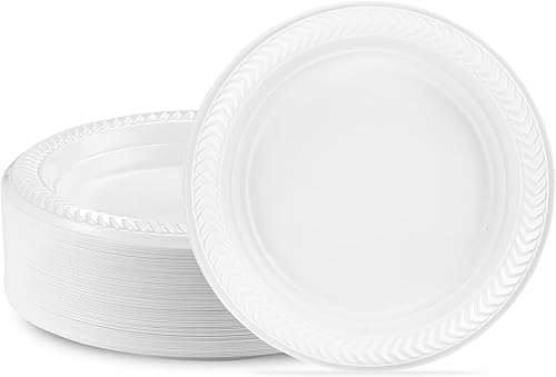 PLASTICPRO 200 platos redondos de plástico blanco de 6 pulgadas, calidad premium, platos desechables ligeros para fiestas y bodas
