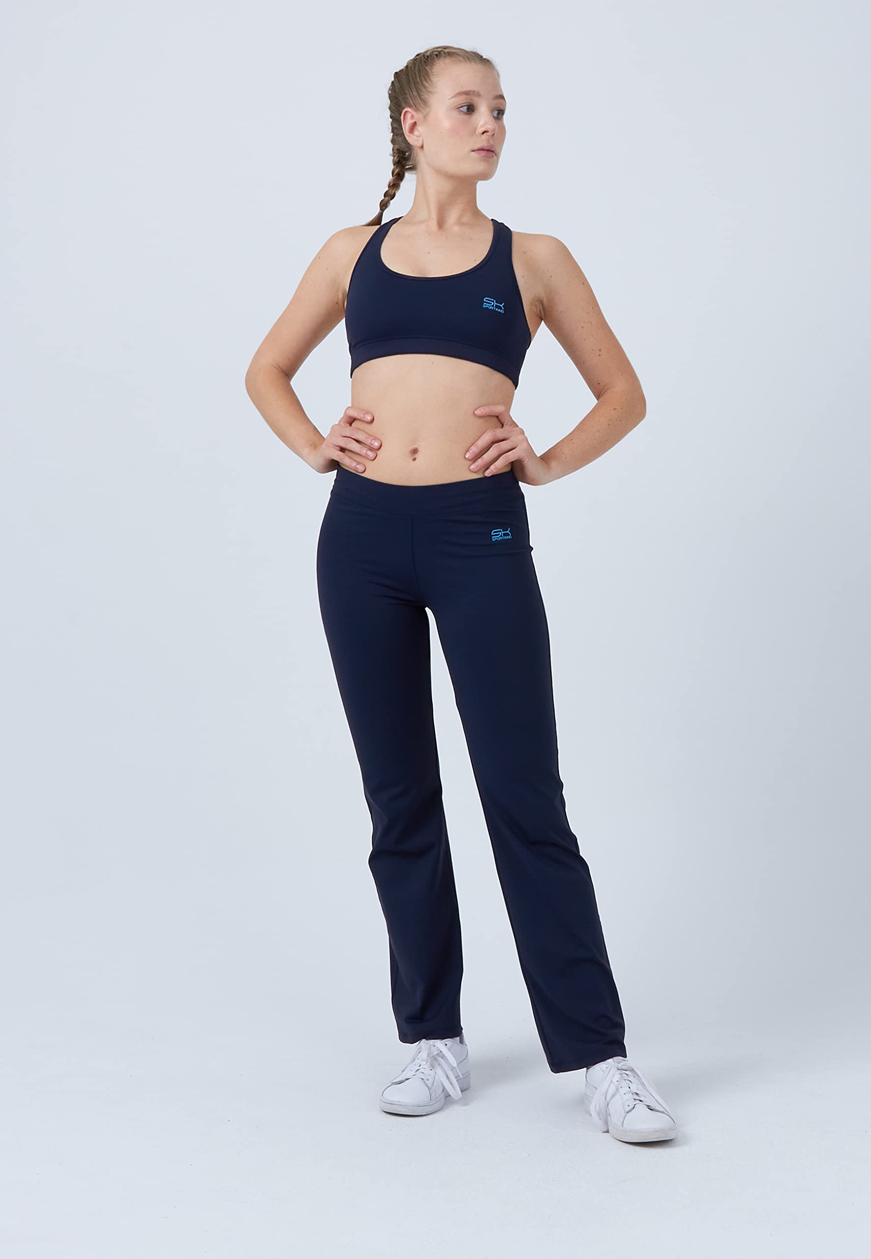 Sportkind Mädchen & Damen Flare Sport, Tennis, Padel, Fitness Hose, Yogahose, Jazzpants