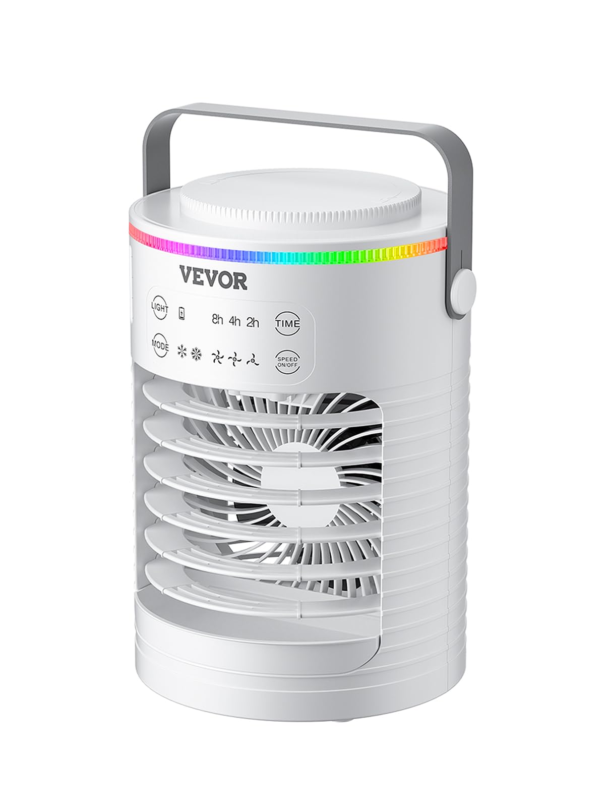 VEVOR Portable Air Conditioner 4-in-1 Evaporative Air Cooler 3-Speed Mini Air Conditioner with Smart Timer 600ml Water Tank