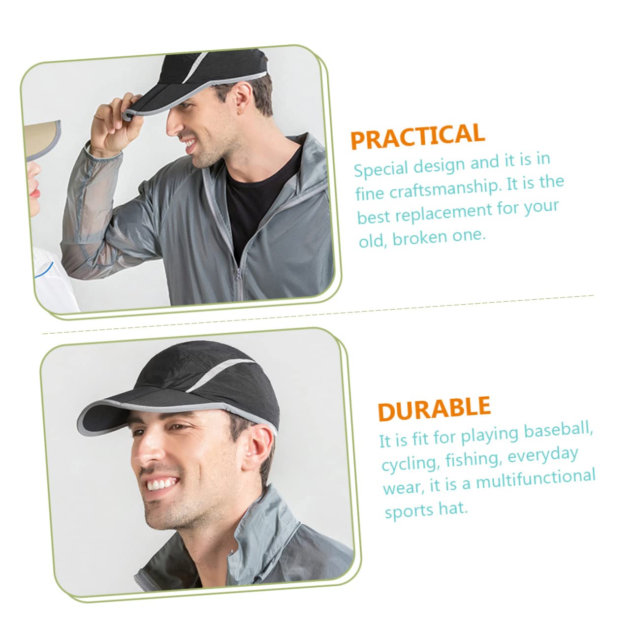 SOIMISS Gorra de Beisbol Gorras Deportivas para Hombre Gorra de Tenis Tapa Hombres encabezamiento Reflectante Gorro Sol Hat Sombreros de Visera para Mujer Sombrero para el Sol Nylon Black