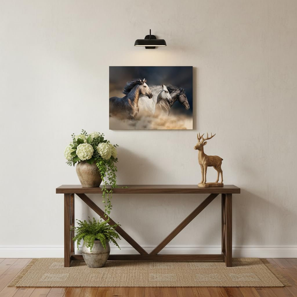 SD SOFT DANCE Horses Running Canvas Wall Art: Wild Horse Picture Print Decor Wild Animal Painting Artwork for Bedroom Living Room Office Wall Decor (16" x 11" x 1 Panel)