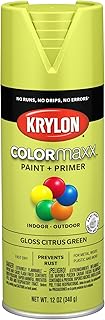 Krylon K05512007 COLORmaxx Spray Paint and Primer for Indoor/Outdoor Use, Gloss Citrus Green, 12 Ounce (Pack of 1)